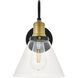 Histoire 1 Light 8 inch Brass and Black Wall Sconce Wall Light
