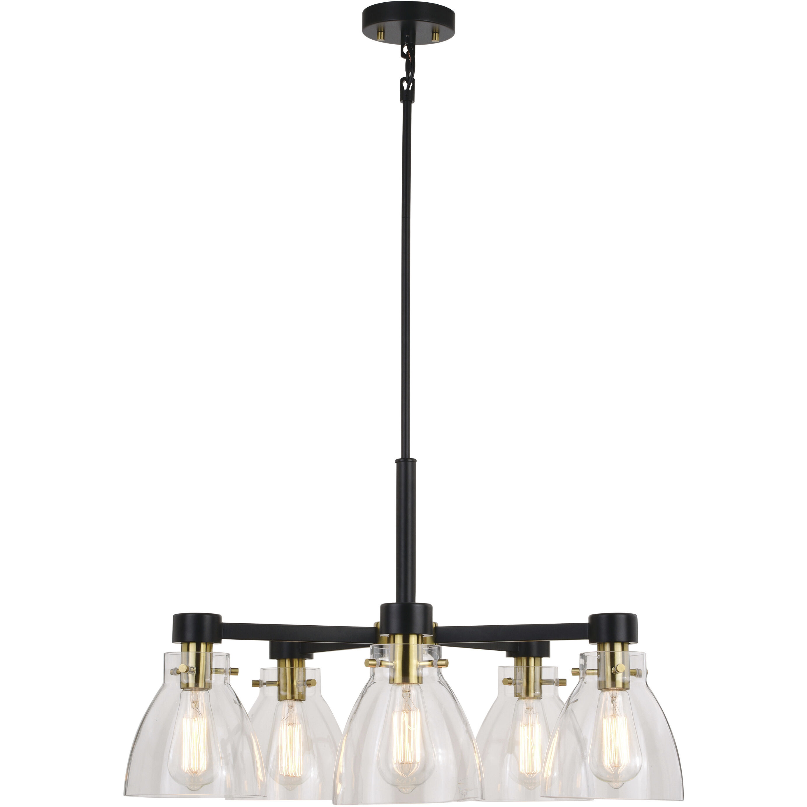 Elgin 5 Light 27 inch Black and Gold Chandelier Ceiling Light