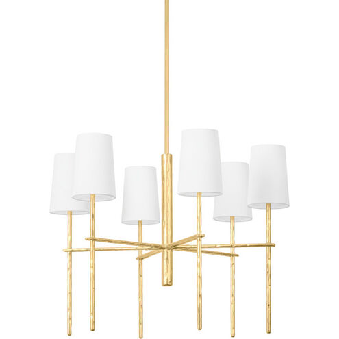 River 6 Light 28 inch Vintage Gold Leaf Chandelier Ceiling Light