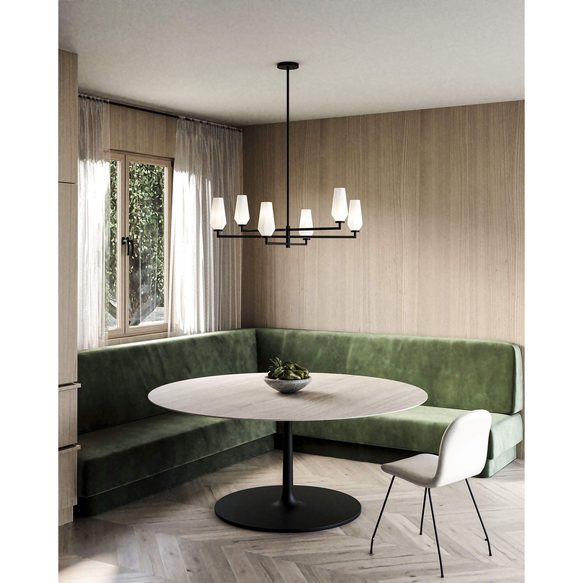 Alora Mood Krysta 6 Light 35.13 inch Matte Black Chandelier Ceiling Light