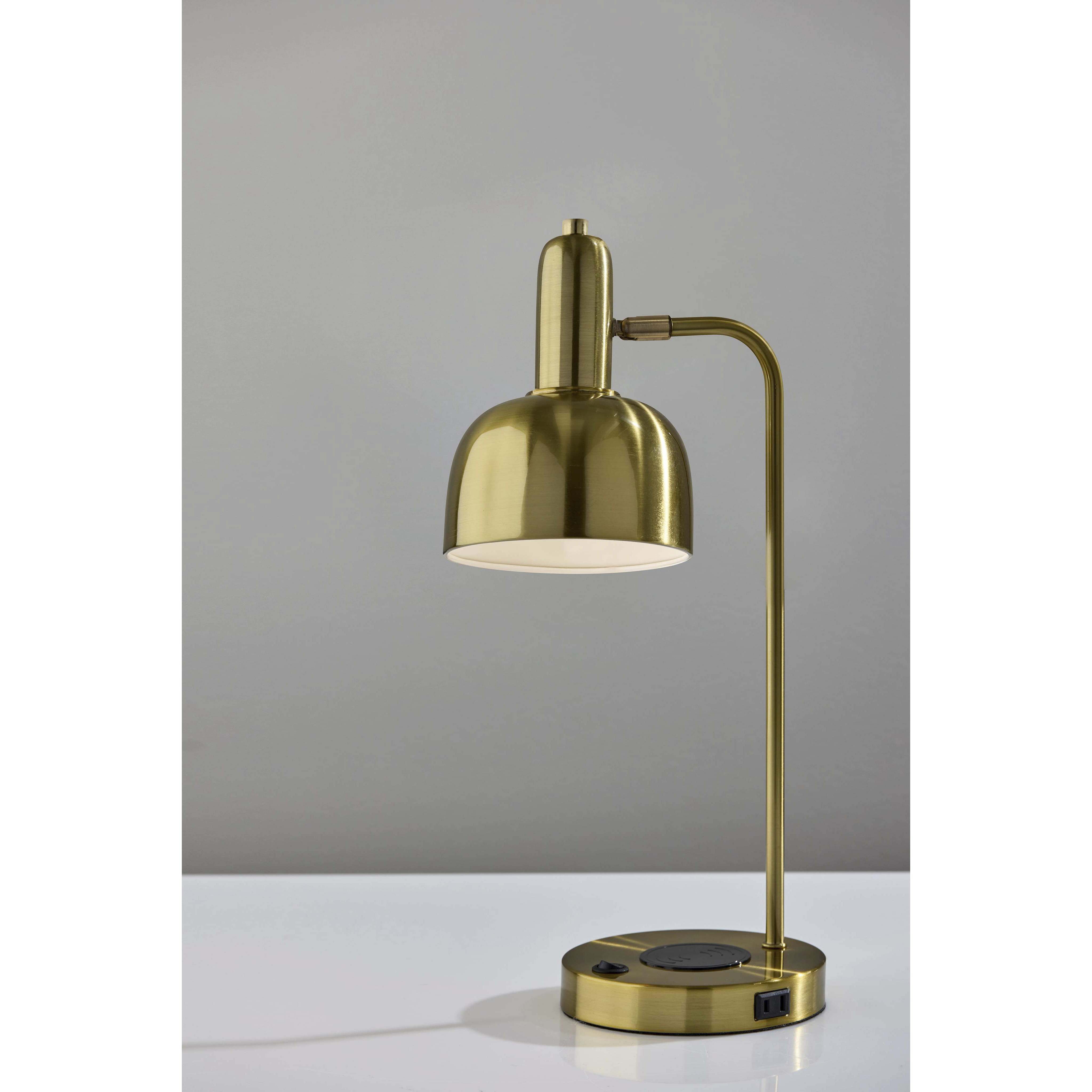 Rico 19 inch 60.00 watt Antique Brass Supercharger Desk Lamp Portable Light