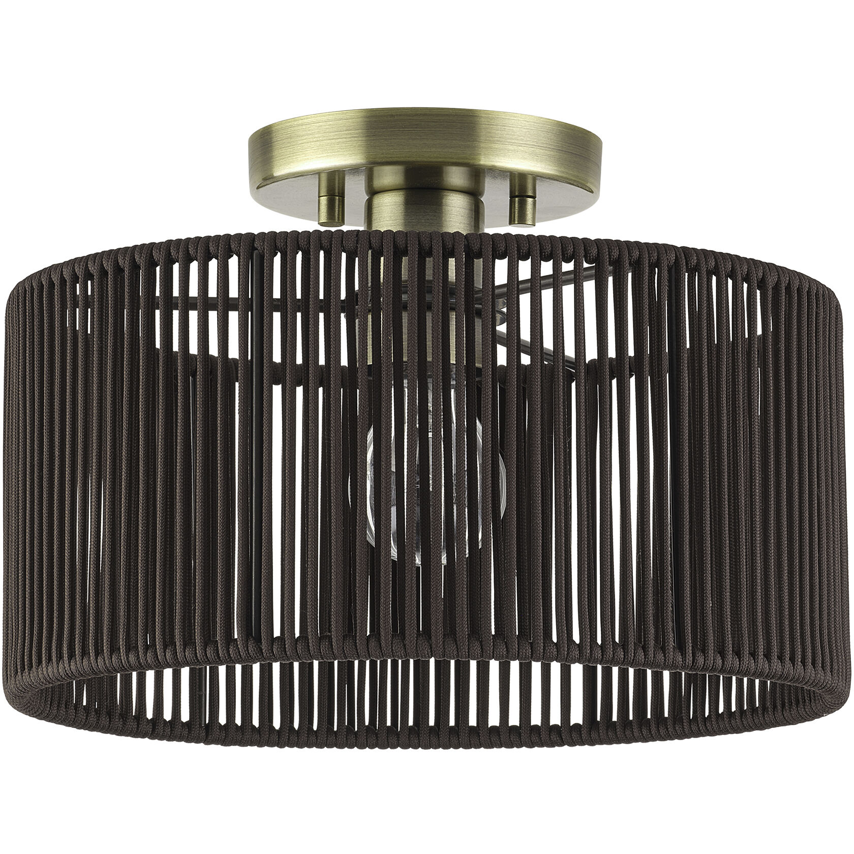 Acordia 1 Light 12 inch Antique Brass Semi Flush Mount Ceiling Light, Medium