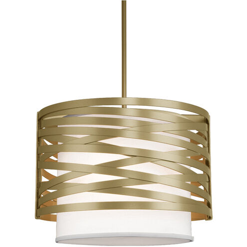 Tempest 1 Light 18.3 inch Gilded Brass Chandelier Ceiling Light in White Linen, Drum