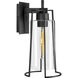 Cere 1 Light 14.25 inch Matte Black with Clear Outdoor Wall Sconce, Small