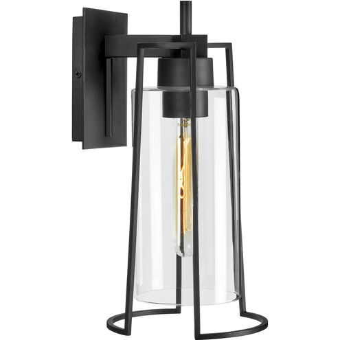 Cere 1 Light 14.25 inch Matte Black with Clear Outdoor Wall Sconce, Small