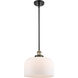 Ballston X-Large Bell 1 Light 8 inch Black Antique Brass Pendant Ceiling Light in Matte White Glass