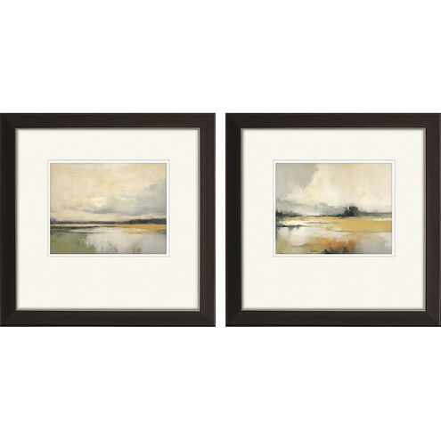 Silent Landscape Blue and Orange and White and Green Framed Art