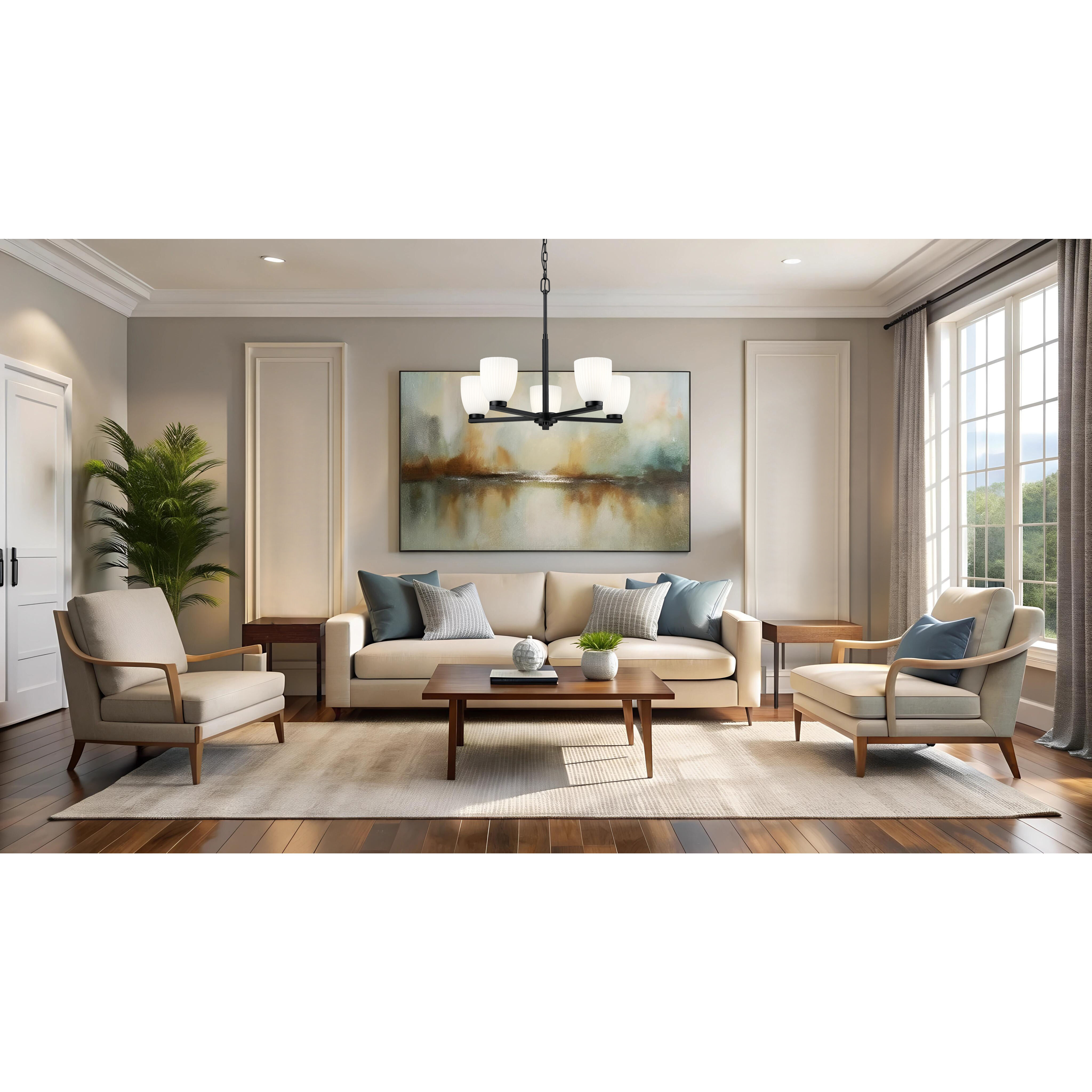 Naya 5 Light 25.25 inch Matte Black Chandelier Ceiling Light