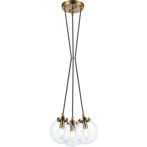 Matteo Lighting The Bougie 3 Light 13 inch Aged Gold Brass Pendant Ceiling Light in Clear C63003AGCL - Open Box