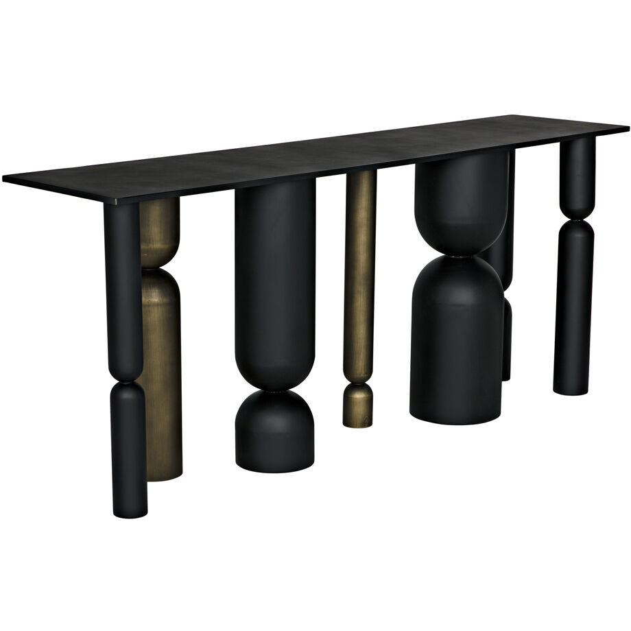 Figaro 71 X 17 inch Matte Black and Aged Brass Console