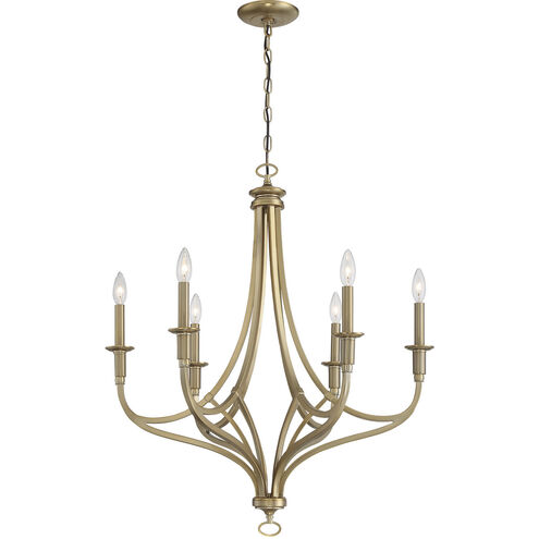 Covent Park 6 Light 28 inch Brushed Honey Gold Chandelier Ceiling Light