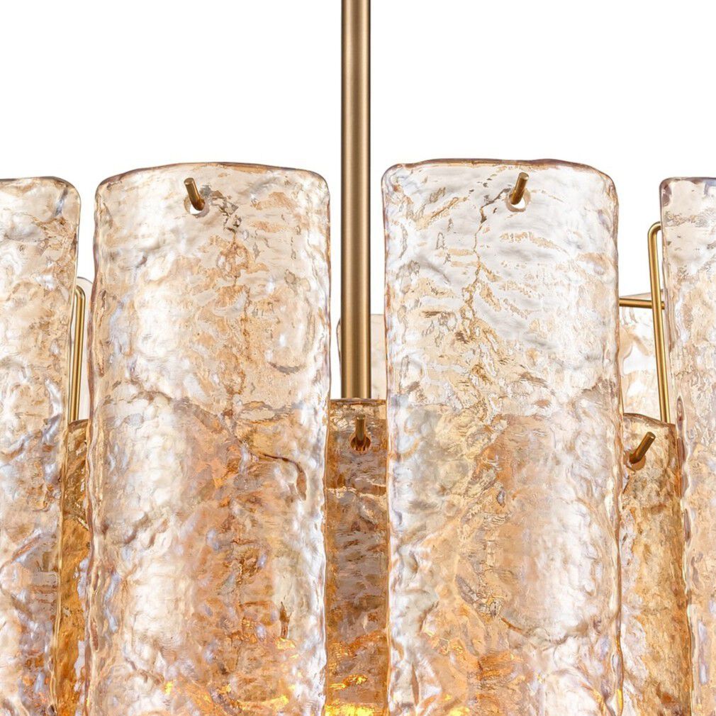 Fire and Ice 5 Light 16.75 inch Lacquered Gold Chandelier Ceiling Light in Champagne Glass