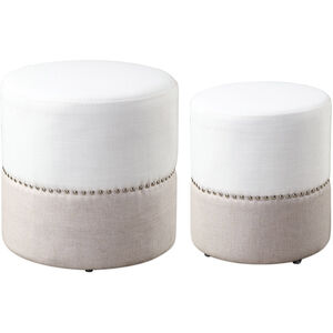 Tilda 19 inch Oatmeal and Creamy White with Polished Nickel Ottomans, Set of 2