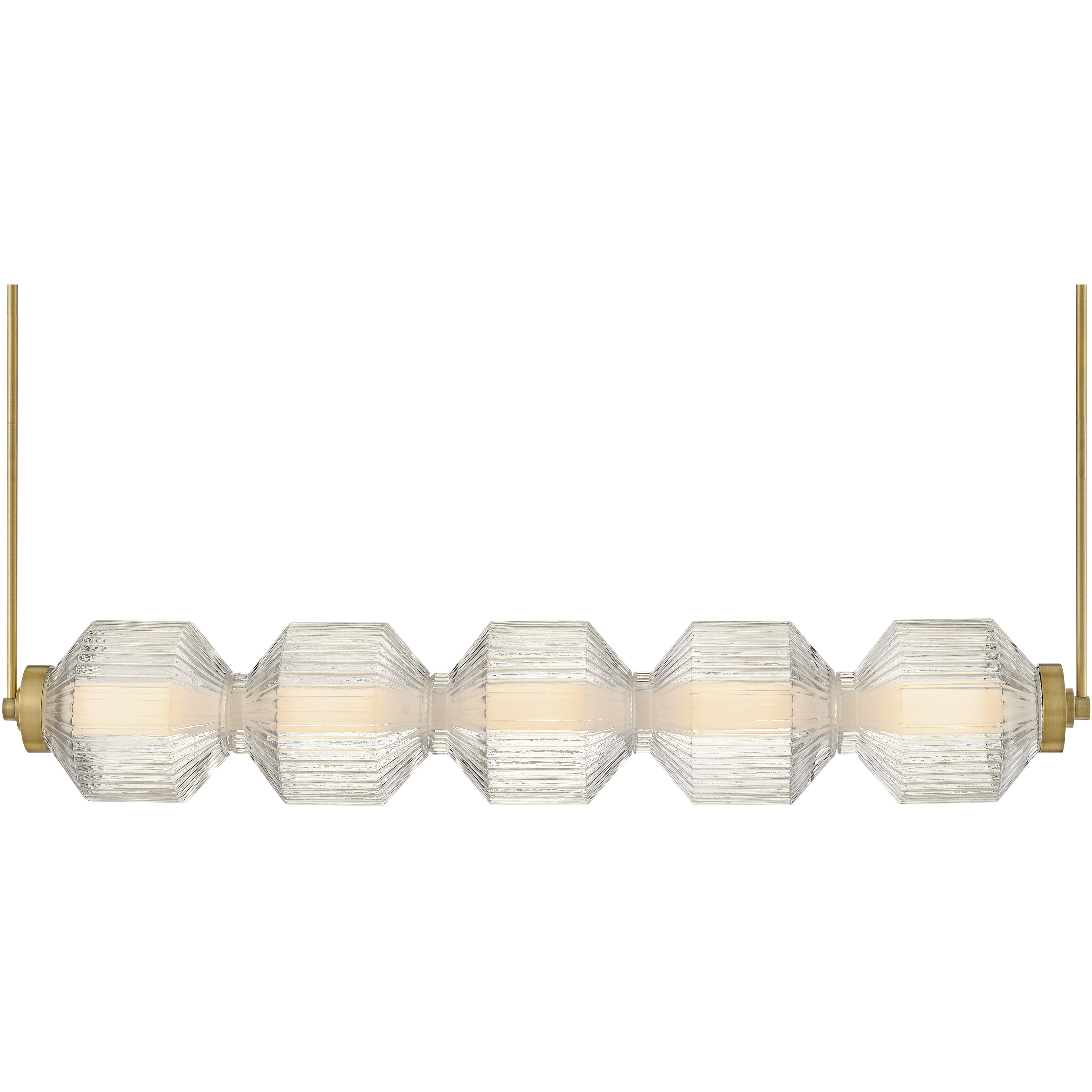 Reign LED 46.75 inch Lacquered Brass Chandelier Ceiling Light, Linear & Oval