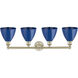 Plymouth Dome 4 Light 34.5 inch Antique Brass and Blue Bath Vanity Light Wall Light