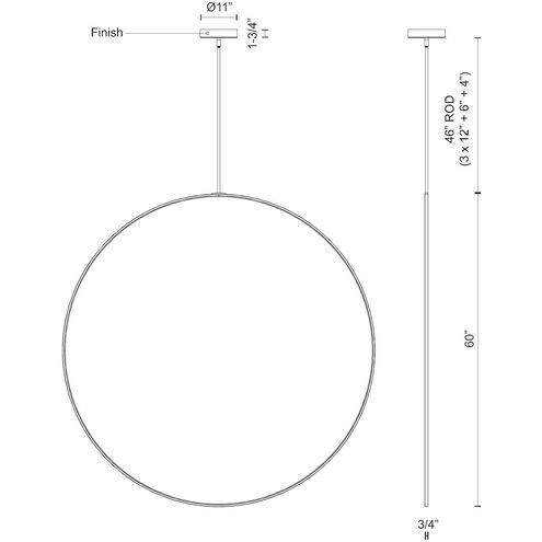 Cirque LED 48 inch Brushed Nickel Pendant Ceiling Light