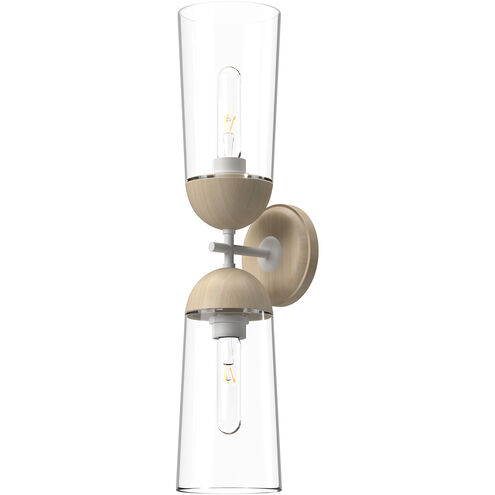 Alora Mood Emil 2 Light 5 inch White and White Oak Bath Vanity Light Wall Light