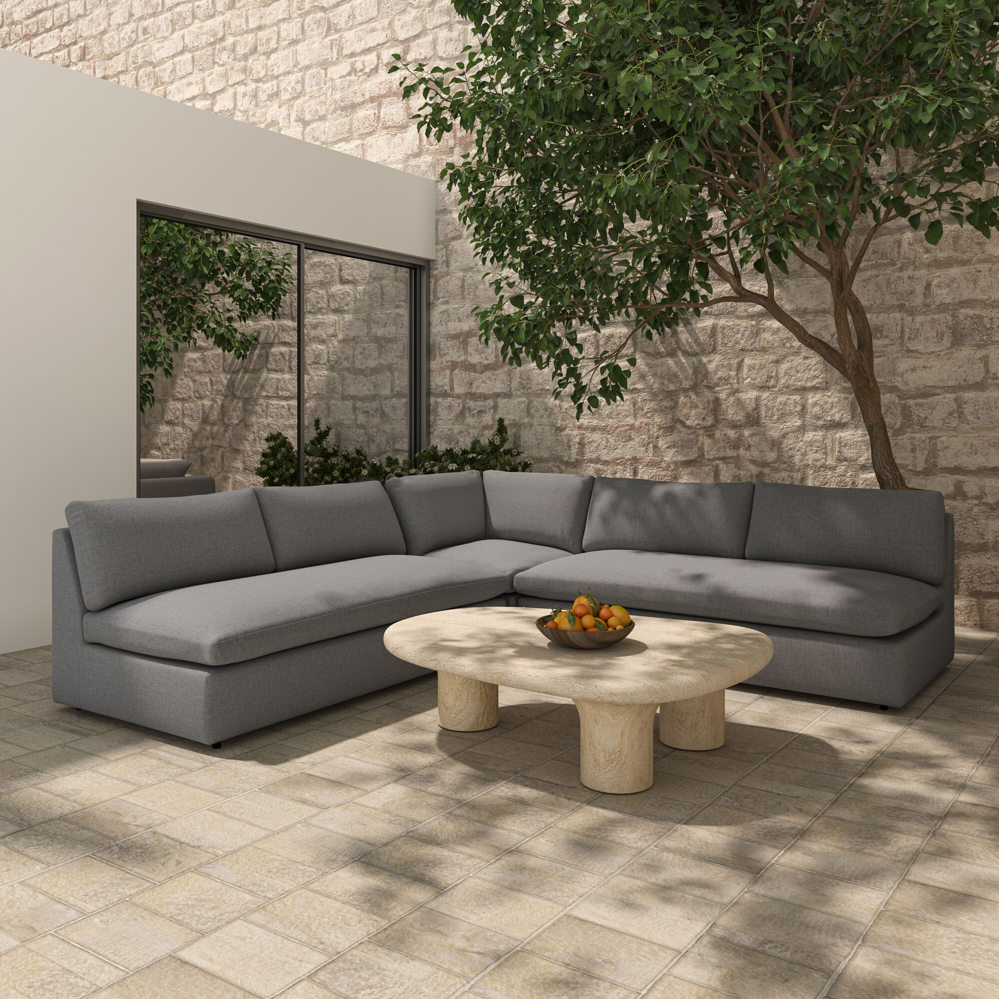 Miles Grey Outdoor Modular in Light Grey, 3 Piece