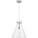 Newton Cone 1 Light 14 inch Satin Nickel Pendant Ceiling Light in Clear Glass