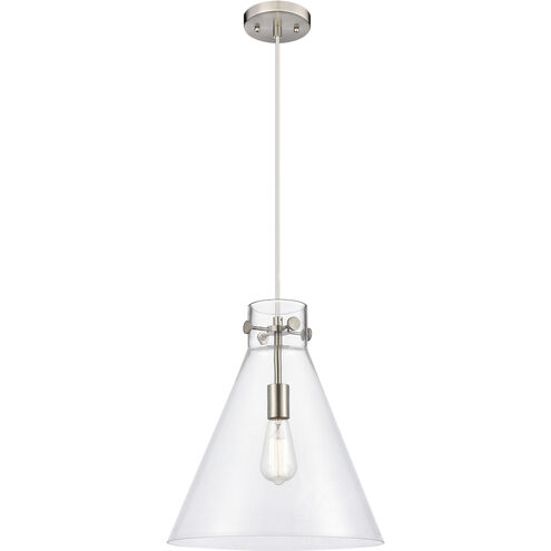 Newton Cone 1 Light 14 inch Satin Nickel Pendant Ceiling Light in Clear Glass