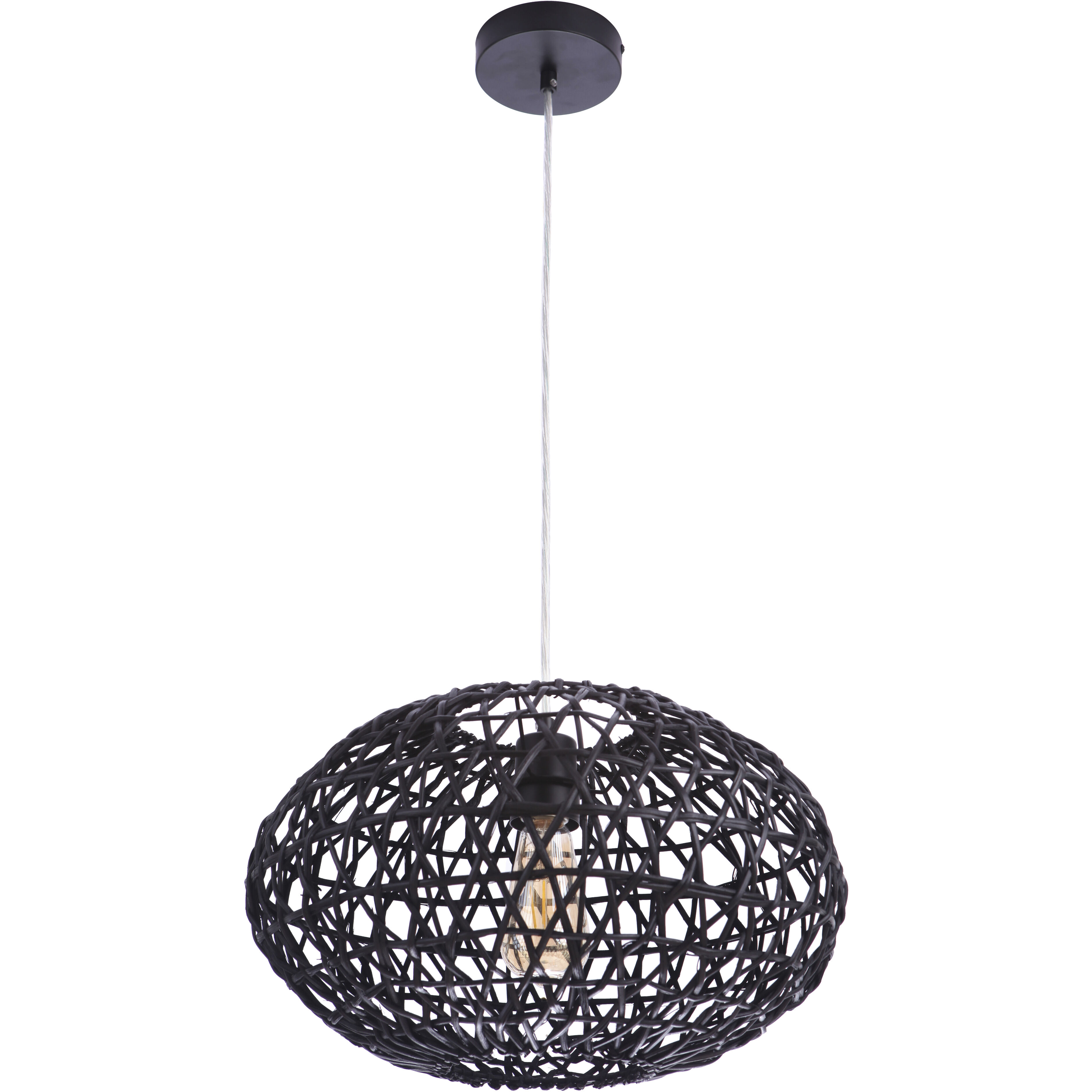 Natural 1 Light 17 inch Flat Black Pendant Ceiling Light, Orb