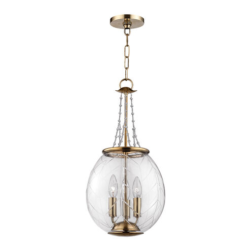 Pierce 3 Light 11 inch Aged Brass Pendant Ceiling Light
