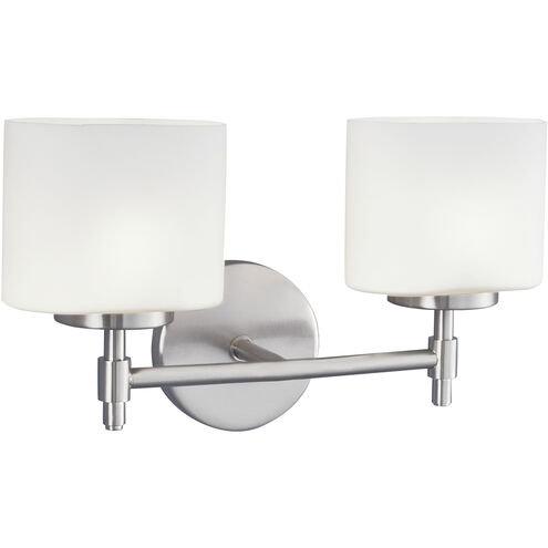 Moderne 2 Light 14.25 inch Chrome with Matte Opal Vanity Light Wall Light