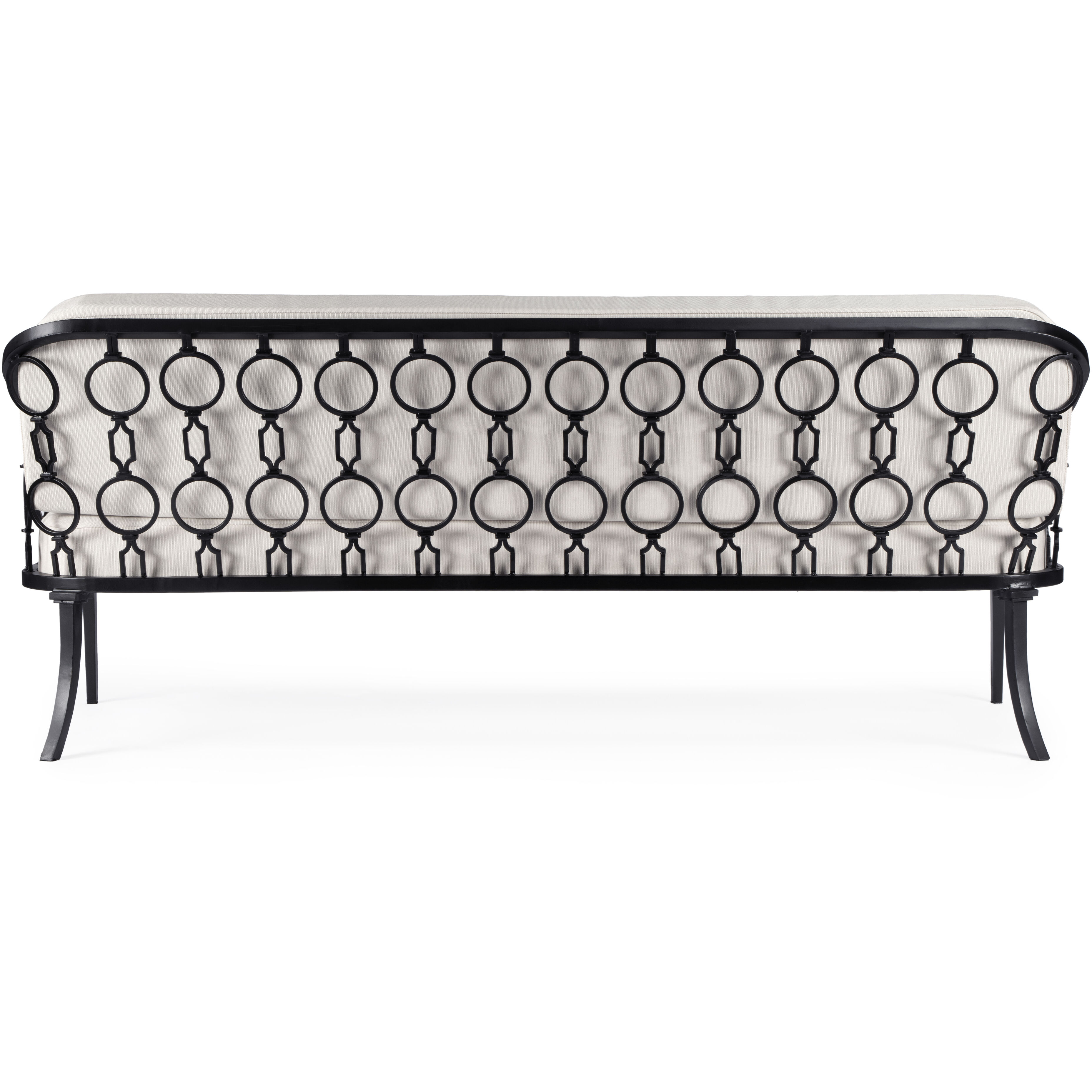 Southport Iron Upholstered Outdoor Sofa in Black