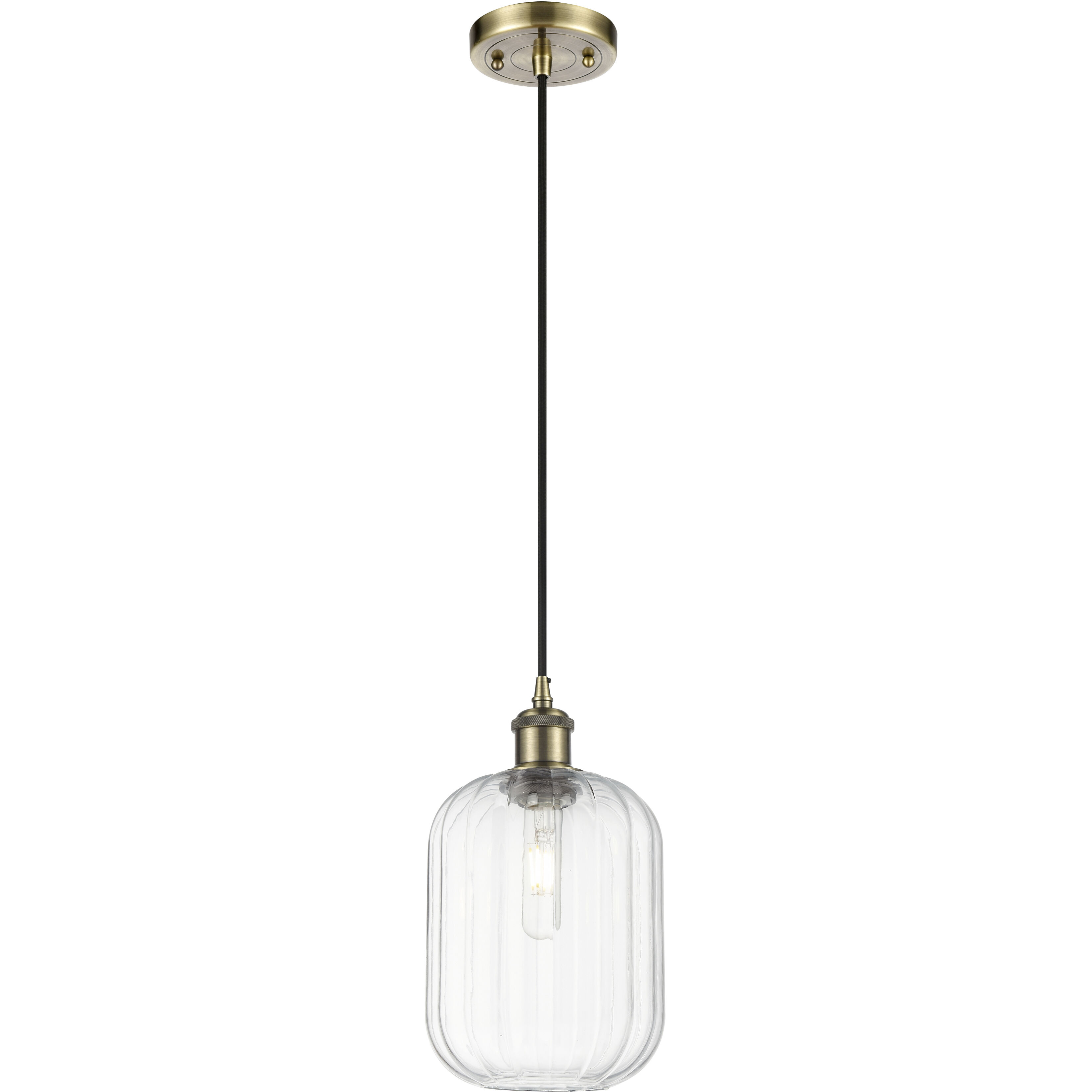 Ballston Preston 1 Light 6.75 inch Antique Brass Mini Pendant Ceiling Light in Clear