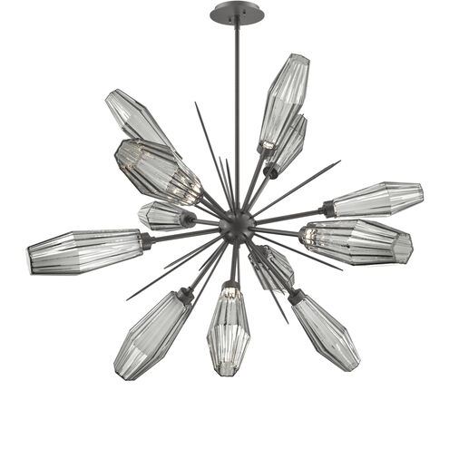 Aalto LED 37.7 inch Graphite Chandelier Ceiling Light in 3000K LED, Optic Rib Smoke, Starburst