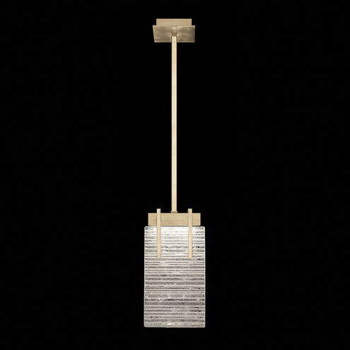 Terra 2 Light 7.75 inch Gold Pendant Ceiling Light in Rake Cast Glass