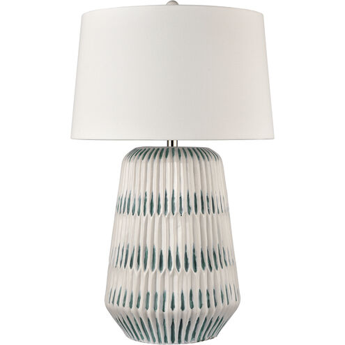 Devon 32 inch 9 watt White with Blue Table Lamp Portable Light