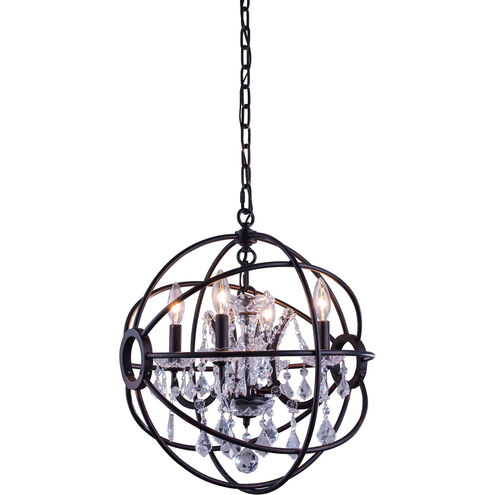 Geneva 4 Light 17 inch Dark Bronze Pendant Ceiling Light in Clear, Urban Classic