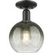 Downtown Urban Brookhaven Globe 1 Light 7.88 inch Matte Black Semi-Flush Mount Ceiling Light in Slate Glass
