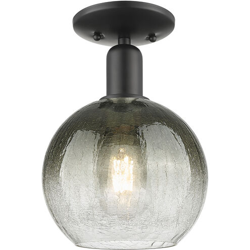 Downtown Urban Brookhaven Globe 1 Light 7.88 inch Matte Black Semi-Flush Mount Ceiling Light in Slate Glass