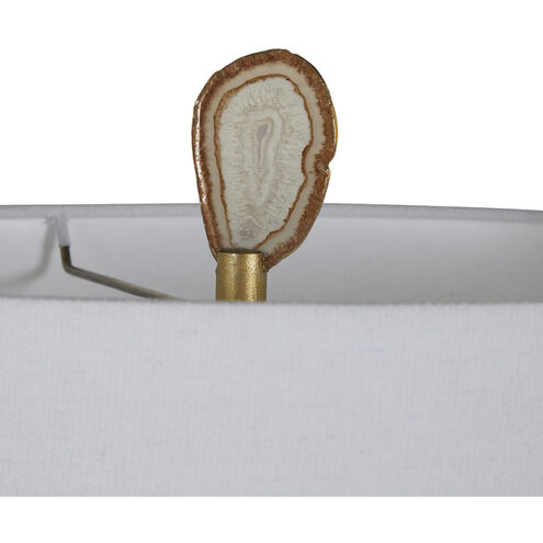 Gianna 33.25 inch Vintage Gold / Natural Agate / White Linen Fabric Table Lamp Portable Light