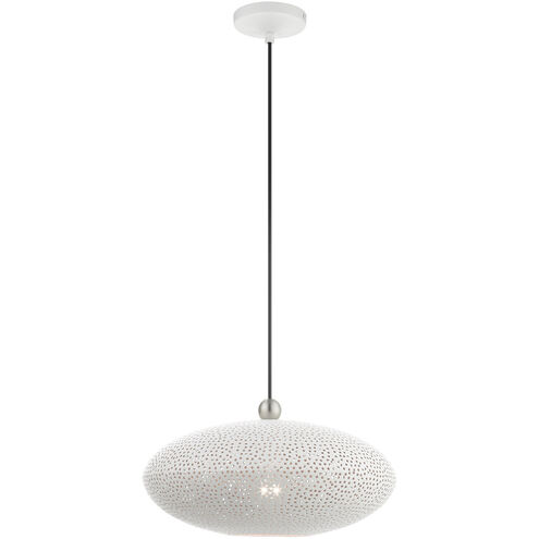 Dublin 1 Light 16 inch White with Brushed Nickel Accents Pendant Ceiling Light