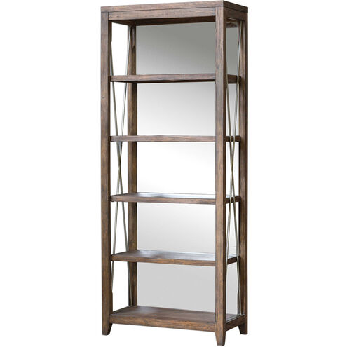 Delancey 90 X 36 inch Weathered Oak and Antique Pewter Etagere