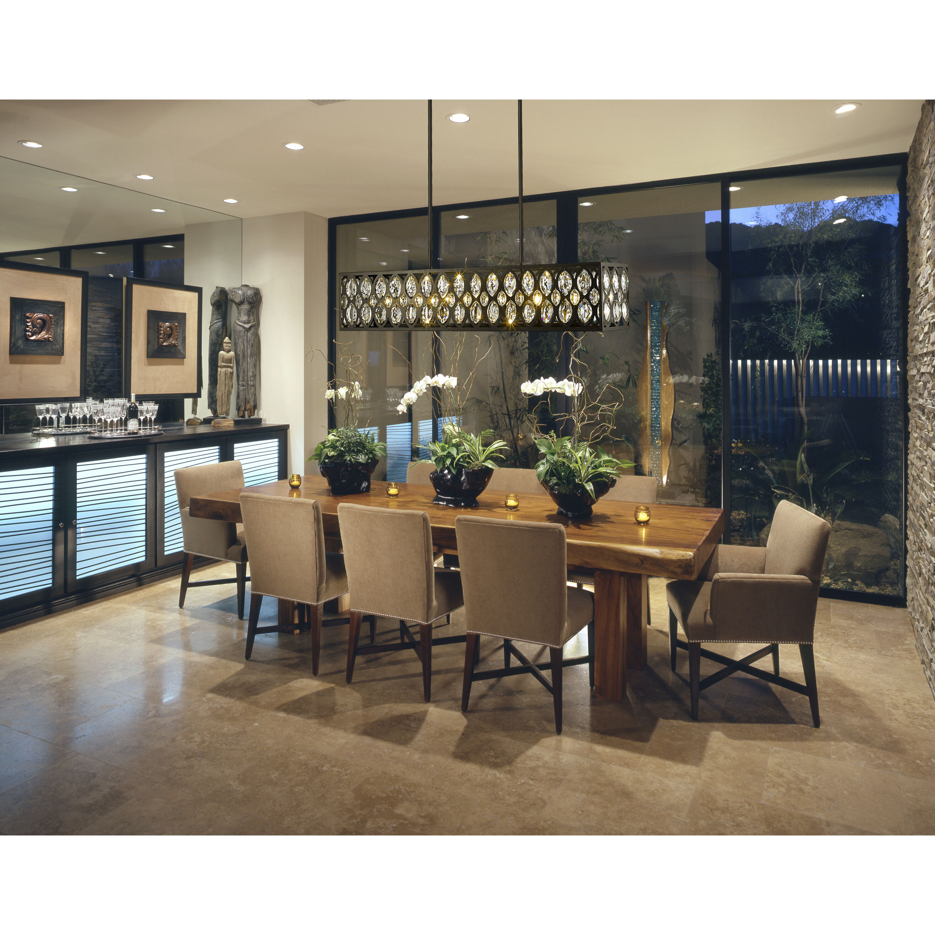 Dealey 7 Light 42.75 inch Matte Black Linear Chandelier Ceiling Light