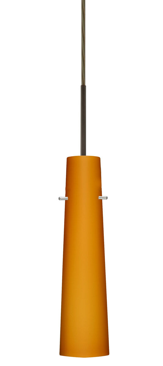 Besa Lighting Camino 1 Light Bronze Pendant Ceiling Light in Amber Matte Glass 1BT-567480-BR - Open Box