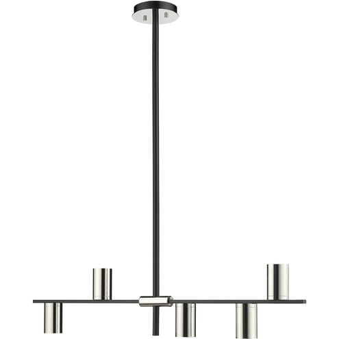 Calumet 5 Light 38 inch Matte Black and Polished Nickel Linear Chandelier Ceiling Light
