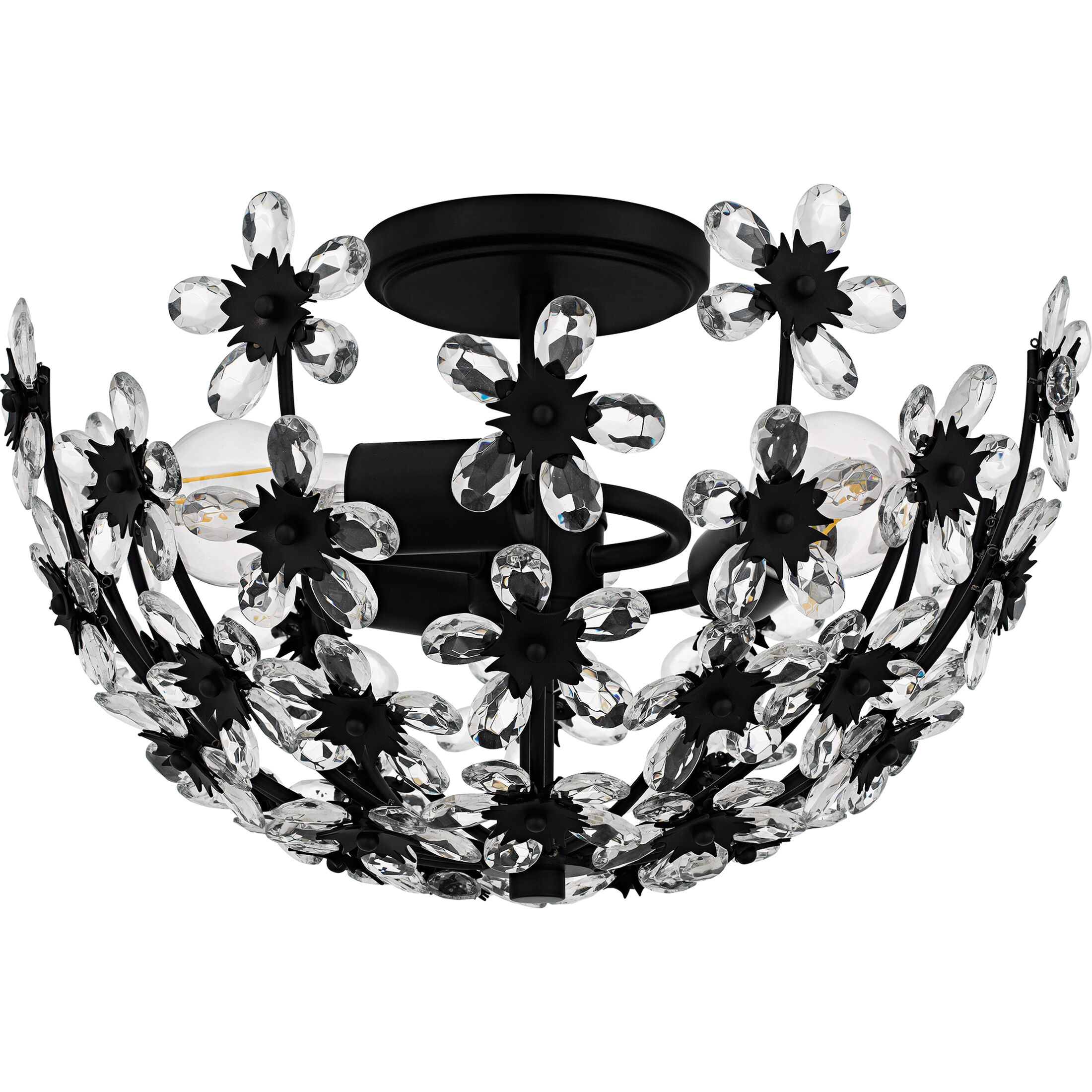 Rosemary 3 Light 15.75 inch Matte Black Semi-Flush Mount Ceiling Light, Medium