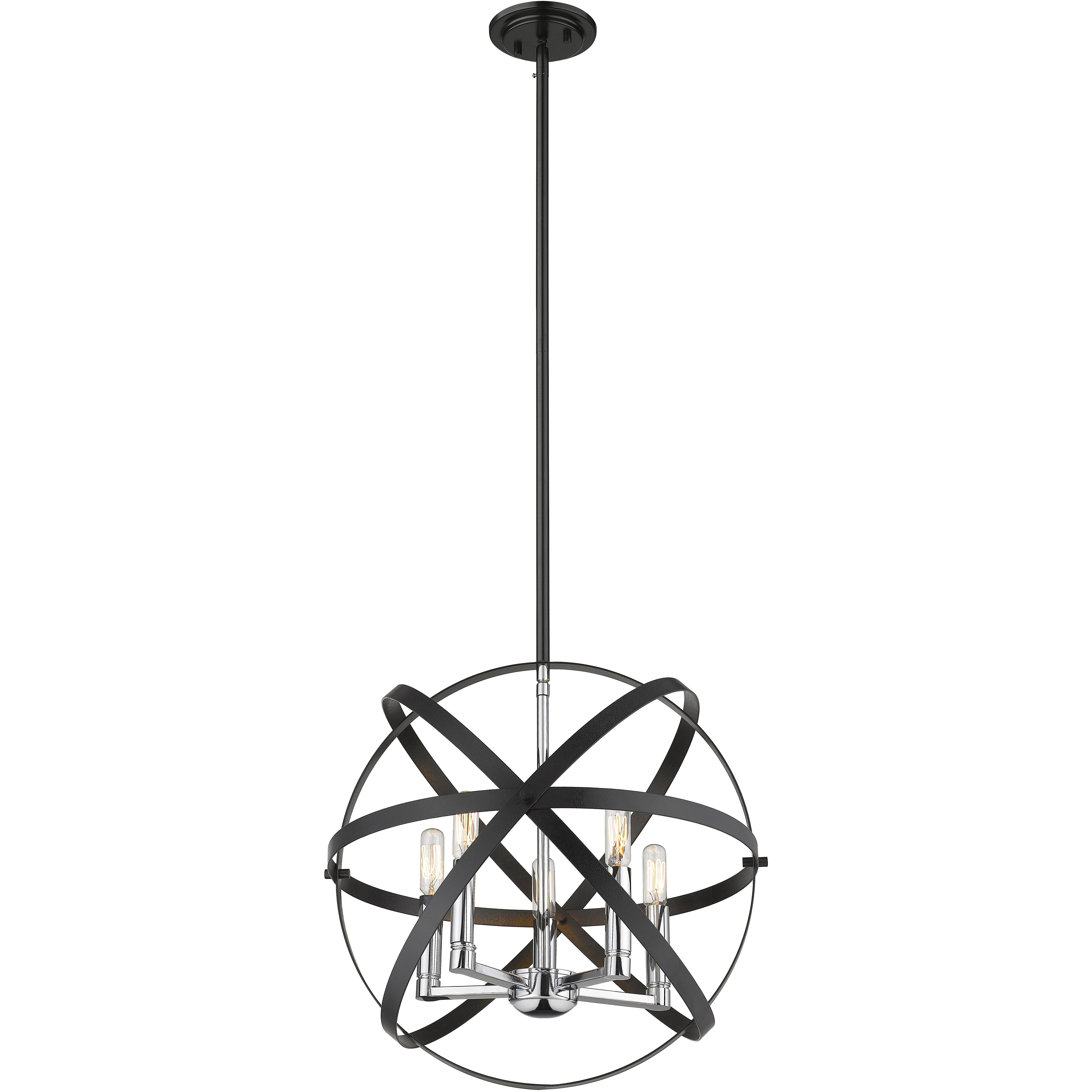 Cavallo 5 Light 18 inch Hammered Black and Chrome Pendant Ceiling Light