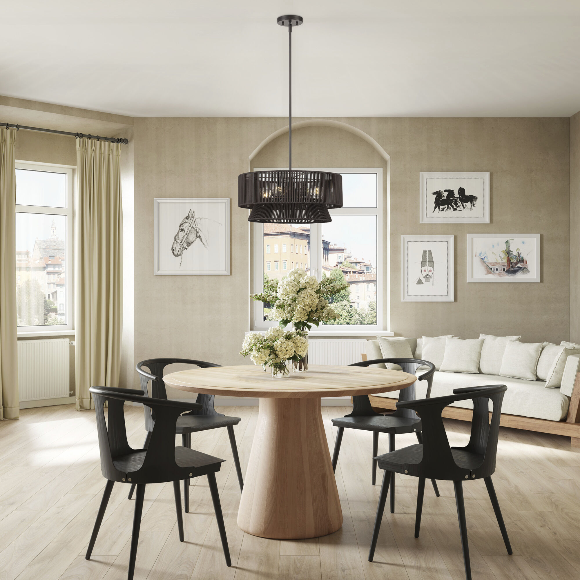 Florell 4 Light 20 inch English Bronze Pendant Chandelier Ceiling Light