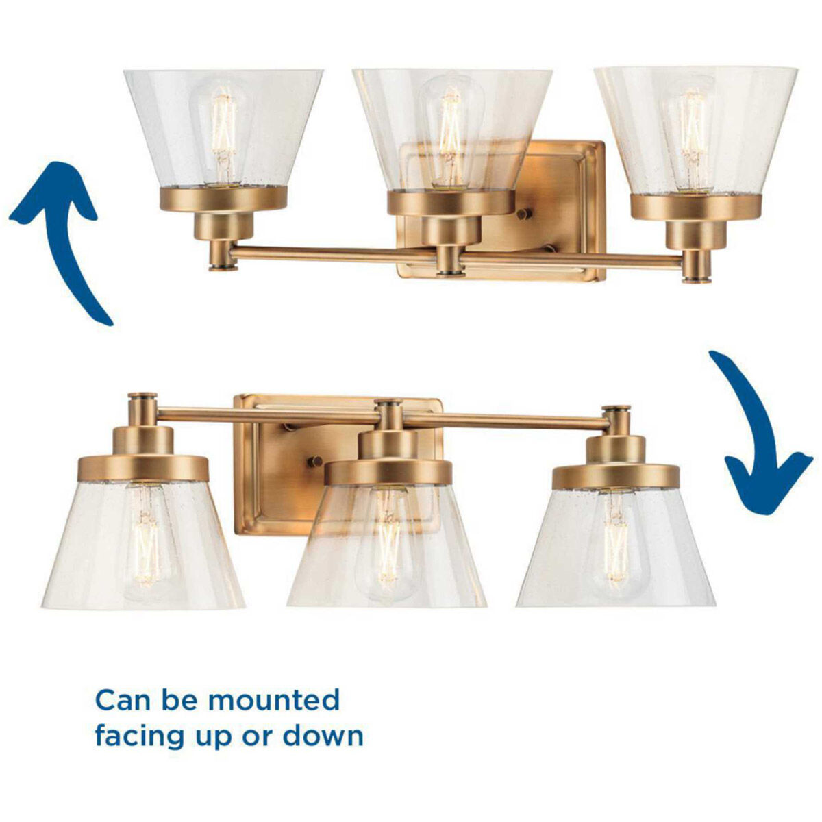 Hinton 3 Light 25 inch Vintage Brass Bath Vanity Wall Light