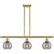 Ballston Athens Deco Swirl 3 Light 36 inch Satin Gold Stem Hung Island Light Ceiling Light