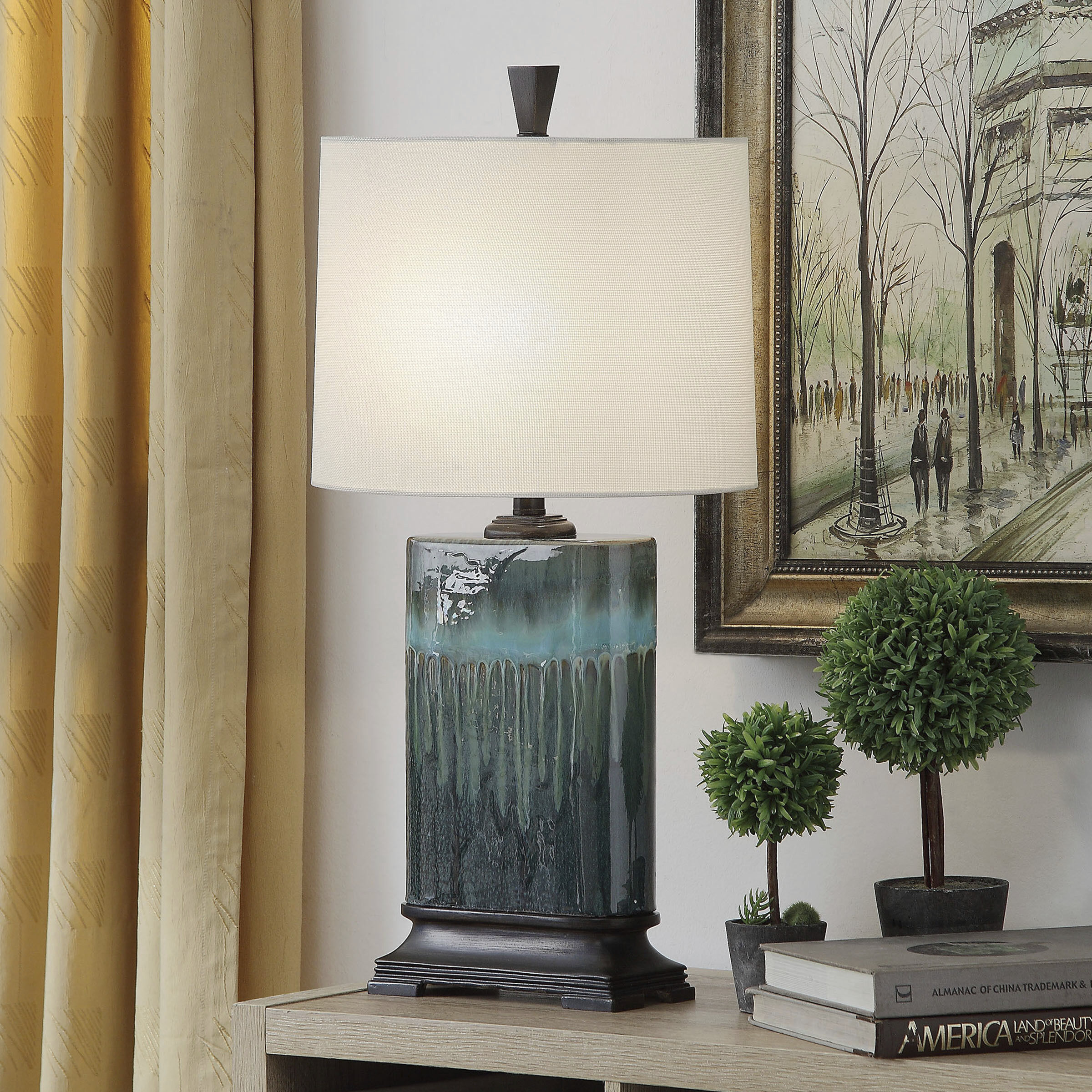 Signature 32 inch 100 watt Blue Table Lamp Portable Light 