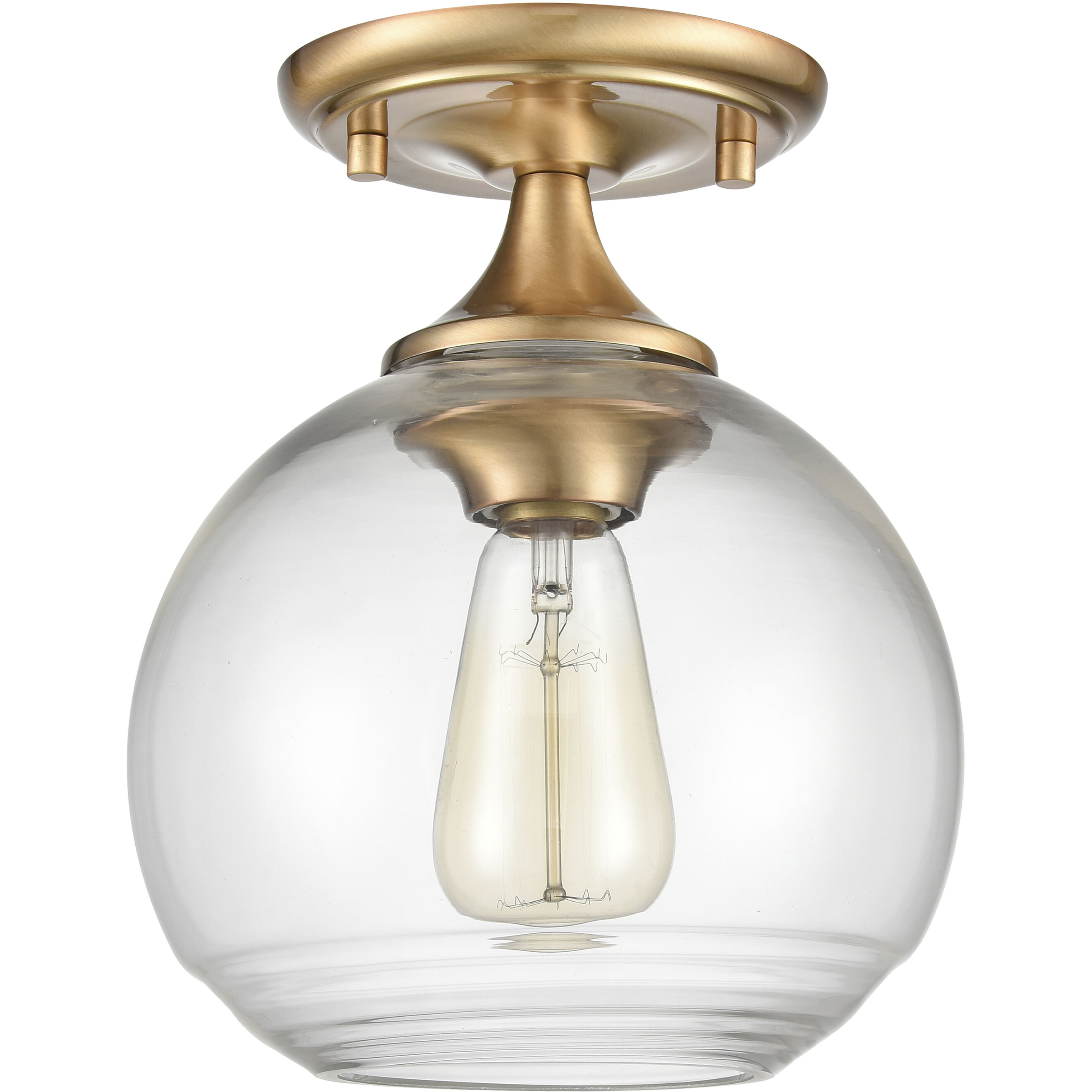 Angie 1 Light 8 inch Satin Brass Semi Flush Mount Ceiling Light