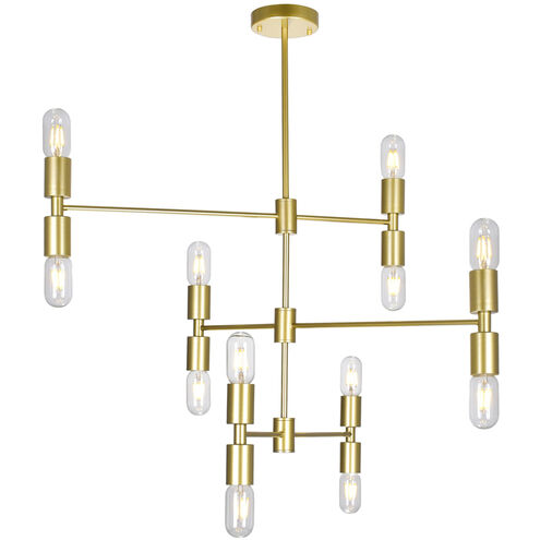 Hand Crank 12 Light 34 inch Medallion Gold Up Chandelier Ceiling Light