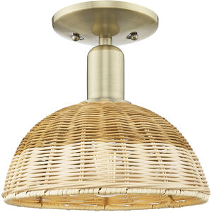 Natural Ballston Dome 1 Light 9 inch Antique Brass Semi-Flush Mount Ceiling Light